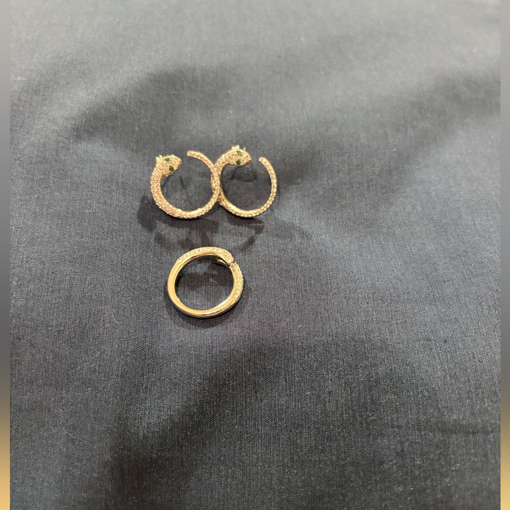 Elegant SilverHoop Earrings and Ring Set